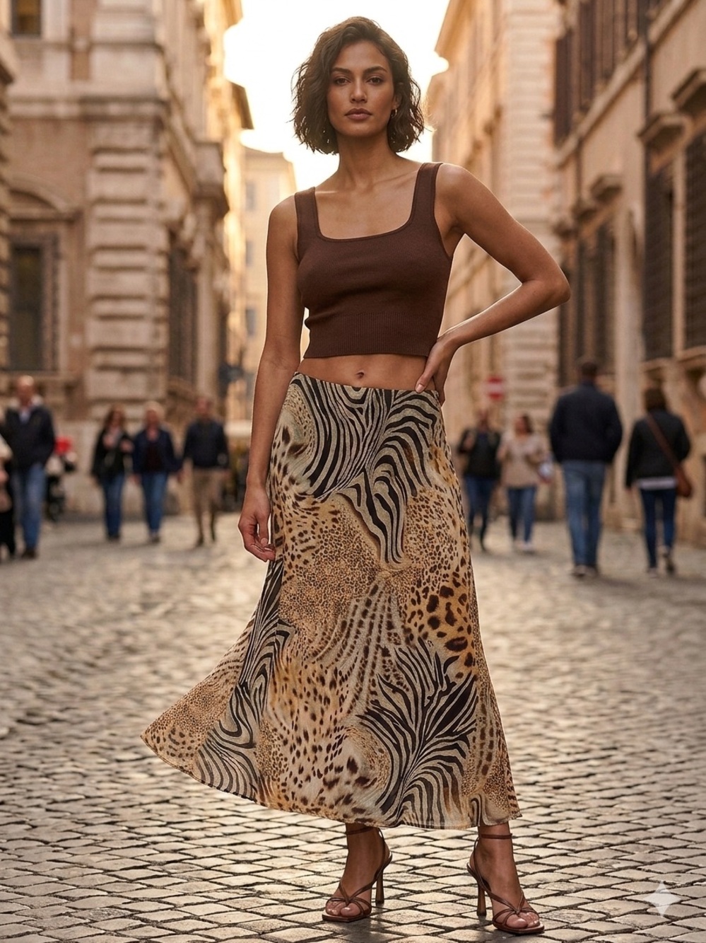Vintage Y2K Leopard Cheetah Leopard Animal Print Flowy Midi Skirt